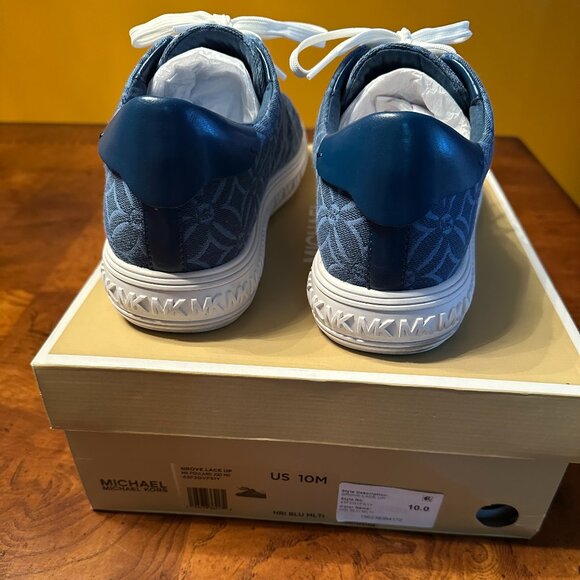 MICHAEL MICHAEL KORS Grove Logo Jacquard Sneaker Blue Size 10 - Picture 2 of 5